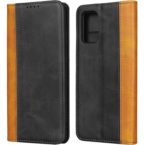 Galaxy S20 Plus Wallet Case,Premium PU Leather Flip Folio Case with Card Slot,Case Pocket,Kickstand and Magnetic Closure TPU Shockproof Case for Samsung Galaxy S20 Plus /S20+,6.7" Black+Khaki