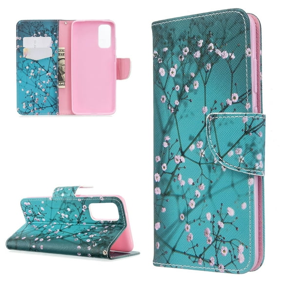 Galaxy S20 Ultra Case, Allytech PU Leather Slim Fit Kickstand Folio Flip Shockproof Full Protection Magnetic Clasp Cards Slots Pocket Purse Case Cover for Samsung Galaxy S20 Ultra 5G,Blossom