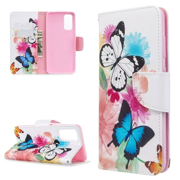Galaxy S20 Ultra Case, Allytech PU Leather Slim Fit Kickstand Folio Flip Shockproof Full Protection Magnetic Clasp Cards Slots Pocket Purse Case Cover for Samsung Galaxy S20 Ultra 5G,Butterflies