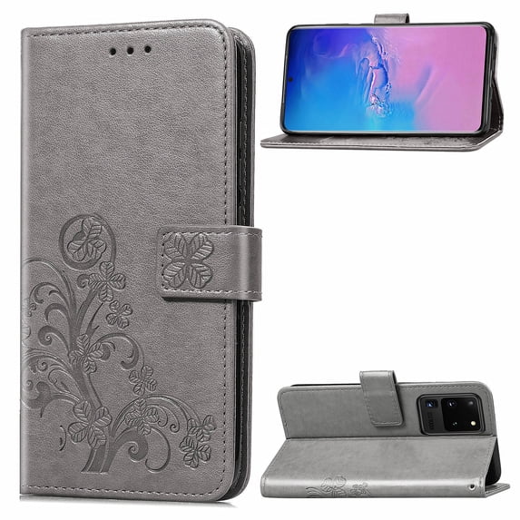 Galaxy S20 Ultra Case, Allytech Slim PU Leather Kickstand Wireless Charging Support Magnetic Closure Hand Strap Full Protective Wallet Case Cover for Samsung Galaxy S20 Ultra 6.9", Gray
