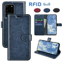 Galaxy S20 Ultra Case, Samsung Galaxy S20 Ultra Wallet Case, Takfox Premium [RFID Blocking] Secure Cash ID Credit Card Slots Holder Carrying PU Vegan Leather Magnetic Flip Cover Cases [Blue]