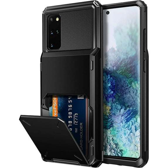 for Galaxy S20 Wallet Case for Men Women with 4 Credit Card Holder Slot Hidden Flip Back Pocket Dual Layer Hybrid Rugged Bumper Armor Protective Hard Shell Cover for Samsung Galaxy S20 Black