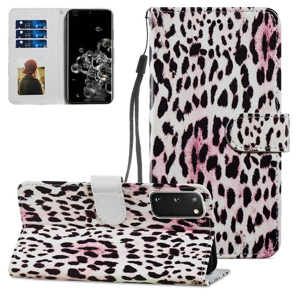 Galaxy S20 Wallet Cover Case for Samsung Galaxy S20 6.2" 2020, Allytech PU Leather Anti-Shock Folio Kickstand Magnetic Closure Detachable Lanyard Strap Card Slots Case for Samsung S20, Leopard