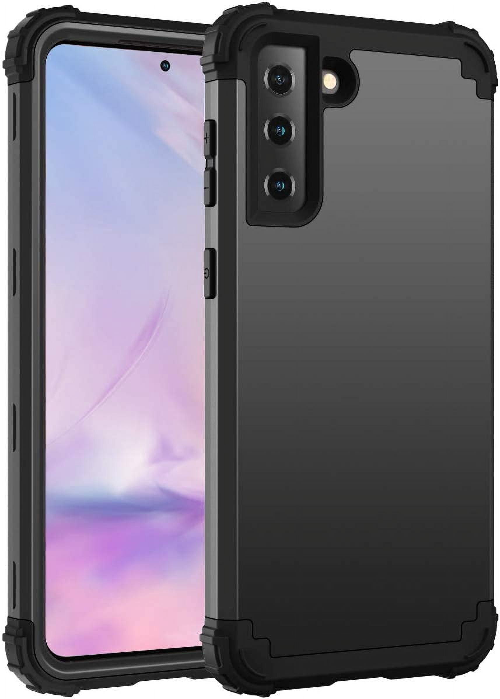 Galaxy S21 5G Case, Samsung Galaxy S21 Case 3 in 1 Heavy Duty Hard PC Soft Silicone Rugged Bumper Full-Body Shockproof Protective Phone Case for Samsung Galaxy S21 6.2 inch 2021- Black