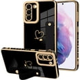 thumbnail image 1 of Galaxy S21 5G Luxury Electroplated Case with Strap Love Heart Plating Gold Bumper Cover for Women Girls Anti-Scratch Shockproof Back Phone Case for Samsung Galaxy S21 5G 6.2 Inch, 1 of 6
