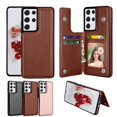 thumbnail image 1 of Galaxy S21+ Case, Samsung Galaxy S21 Plus Wallet Case, Takfox Shockproof Leather Case w/ Card Pockets 3 Cards Slots Cash ID Credit Card Flip Phone Cases Cover Kickstand Magnetic Hard Cases, Brown, 1 of 7