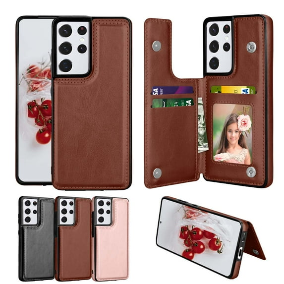 Galaxy S21+ Case, Samsung Galaxy S21 Plus Wallet Case, Takfox Shockproof Leather Case w/ Card Pockets 3 Cards Slots Cash ID Credit Card Flip Phone Cases Cover Kickstand Magnetic Hard Cases, Brown