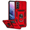 thumbnail image 1 of Galaxy S21 FE 5G Case,Dteck Shockproof Rubber Rugged Case Hybrid Hard Ring Holder Kickstand Slide Camera Lens Protector Cover for Samsung Galaxy S21 FE 5G,Red, 1 of 8