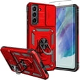 thumbnail image 1 of Galaxy S21 FE 5G Case,Samsung Galaxy S21 FE 5G Case,with Screen Protectors and Camera Cover,[Military Grade] 16ft.Drop Tested Cover with Magnetic Kickstand Protective Case for Samsung S21 FE (Z-Red), 1 of 11