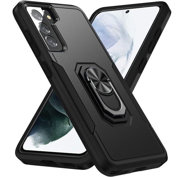 Galaxy S21 FE Case, 360 degree Rotate Ring Stand Rugged Lightweight Slim Impact-Resistant Full Body Shockproof Protective Bumper Case For Samsung Galaxy S21 FE,Black