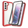 thumbnail image 1 of Galaxy S21 FE Case with Built-in Clear Screen Protector, Allytech 360° Full Protection Anti-Scratch Skid-Proof PC Front Cover + Soft TPU Clear Back Case for Samsung Galaxy S21 FE 6.4" 2022, Red, 1 of 3