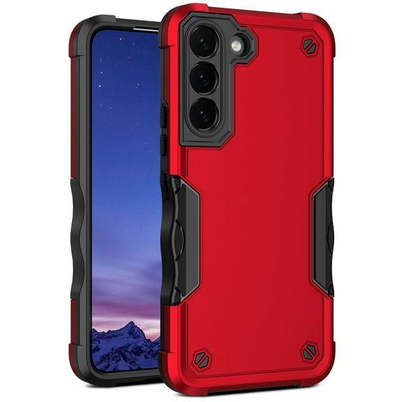 Galaxy S21 FE Case, S21 FE 5G Cover, Military Grade Drop Resistant Heavy Duty Full Body Dual Layer Shockproof Non-Slip Grip Phone Cover Case for Samsung Galaxy S22 FE 5G 6.4" 2022, Red