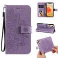 thumbnail image 1 of Galaxy S21 FE Wallet Case for Samsung Galaxy S21 FE(2021), Allytech Embossed Floral PU Leather Shockproof Flip Stand Wristlet Credit Card Slots Holder Cover for Galaxy S21 FE(6.4"), Purple, 1 of 8