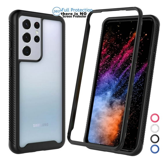 Galaxy S21 Plus 5G Case, Phone Case for 2020 Galaxy S21 Plus 6.7", Njjex Hard Plastic Full-Body Rugged Transparent Clear Back Bumper Case Cover for Samsung Galaxy S21 Plus -Black