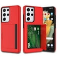 thumbnail image 1 of Galaxy S21 Plus 5G Wallet Phone Case, Tekcoo Shockproof Hybrid Rubber Hard PC & TPU Armor Protective Case Cover with 3 Cedit Cards ID Holder Slots for Samsung Galaxy S21 Plus 5G 6.7" -Red, 1 of 10