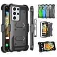 thumbnail image 1 of Galaxy S21 Plus Case Clip Belt Holster, Takfox Shockproof Swivel Defender Heavy Duty Armor Protective Cases & 2 Pcs Screen Protector Kickstand Rugged Cover For Samsung Galaxy S21+ / S21 Plus , Black, 1 of 7