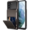 thumbnail image 1 of for Galaxy S21 Plus Case S21+ Wallet 4-Card Flip Cover Credit Card Holder Slot Back Pocket Dual Layer Protective Hybrid Hard Shell Bumper Armor Case for Samsung S21+ S21 Plus 6.7 Gun Metal, 1 of 6