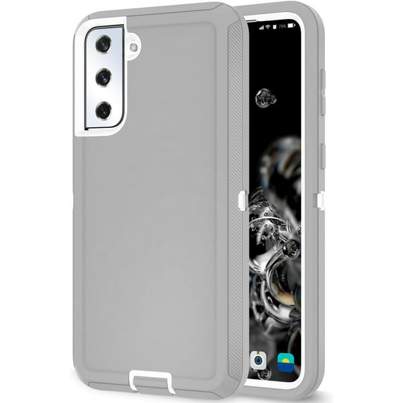 Galaxy S21 Plus Case for Samsung Galaxy S21 Plus 5G Case Military Drop Shockproof Heavy Duty Rugged 3 in 1 Protection Cover for Galaxy S21 Plus S21+ Phone Case (Grey+White)