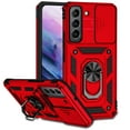 thumbnail image 1 of For Galaxy S21 Plus Kickstand Armor Case with Slide Camera Lens Protection Cover Built-in 360° Rotate Ring Holder Stand Magnetic Military Shockproof Phone Cover for Samsung Galaxy S21 Plus,
Red, 1 of 8