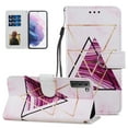 thumbnail image 1 of Galaxy S21 Plus Wallet Case with Card Holder, Allytech Premium Colorful PU Leather Magnetic Button Flip Shockproof Detachable Hand Strap Stand Case for Samsung Galaxy S21+ 5G 6.7" 2021,Triangle Marble, 1 of 2
