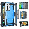 thumbnail image 1 of Galaxy S21 Ultra Case Clip Belt Holster, TakFox Shockproof Swivel Defender Heavy Duty Armor Protective Hard Cases With Kickstand Protector Rugged Cover Shell For Samsung Galaxy S21 Ultra - Blue, 1 of 6