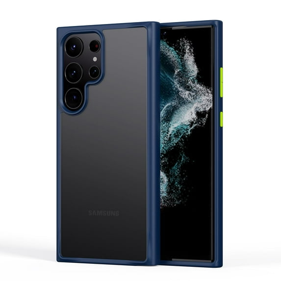 Galaxy S21 Ultra Case Crystal Clear Shockproof Bumper Protective Cell Phone Cover Hybrid Design Hard PC Back with Flexible TPU Raised Bezel & Enhanced Corners for Samsung Galaxy S21 Ultra, Blue