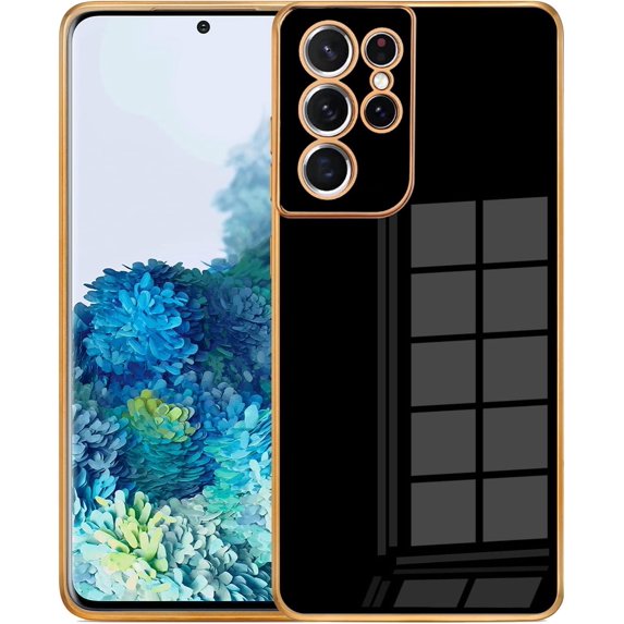 Galaxy S21 Ultra Case, Designed for Electroplated Samsung Galaxy S21 Ultra 4G/5G Phone Case, Case Soft TPU Protective Shockproof Flexible Samsung Galaxy S21 Ultra Case 6.8 inch,Black