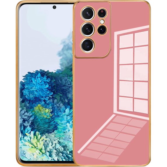 Galaxy S21 Ultra Case, Designed for Electroplated Samsung Galaxy S21 Ultra 4G/5G Phone Case, Case Soft TPU Protective Shockproof Flexible Samsung Galaxy S21 Ultra Case 6.8 inch,Red