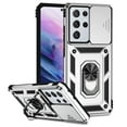 thumbnail image 1 of Galaxy S21 Ultra Case,Dteck Shockproof Rubber Rugged Case Hybrid Hard Ring Holder Kickstand Slide Camera Lens Protector Cover for Samsung Galaxy S21 Ultra,Silver, 1 of 8
