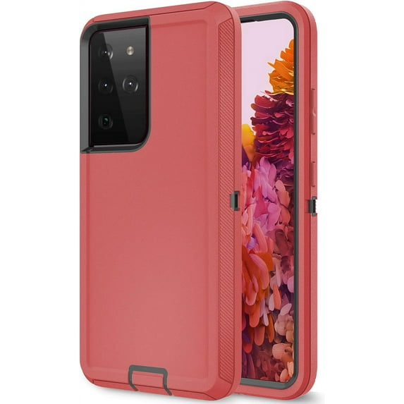 Galaxy S21 Ultra Case for Samsung Galaxy S21 Ultra 5G Case Military Drop Shockproof Armor Heavy Duty Rugged 3 in 1 Protection Cover for Galaxy S21 Ultra Phone Case (Red+Black)