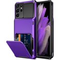 thumbnail image 1 of for Galaxy S21 Ultra Case Wallet 4-Card Flip Cover Credit Card Holder Slot Back Pocket Dual Layer Protective Hybrid Hard Shell Bumper Armor Case for Samsung S21 Ultra 6.8 Purple, 1 of 13