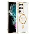 thumbnail image 1 of for Galaxy S21 Ultra Magnetic Glitter Case, Luxury Butterfly Pattern Plating Camera Protection Case, Compatible with MagSafe for Women Girls Shockproof Back Cover For Samsung Galaxy S21 Ultra, White, 1 of 8
