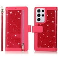thumbnail image 1 of Galaxy S21 Ultra Wallet Case,Allytech Bling Flip Folio PU Leather Magnetic Kickstand Cell Phone Cover with Credit Card Holder,Zipper Pocket Wrist Strap for Samsung Galaxy S21 Ultra 5G 6.8 Inch, Rose, 1 of 7