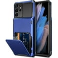 thumbnail image 1 of for Galaxy S21 Ultra Wallet Case Credit Card Holder 4-Card Flip Men Women Cover Slot Back Pocket Dual Layer Hybrid Hard Shell Bumper Armor Case for Samsung S21 Ultra 6.8 Navy, 1 of 13