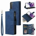 thumbnail image 1 of Galaxy S21 Wallet Case, Dteck Soft Leather Zipper Wallet Case Magnetic Buckle Horizontal Flip Cover with 5 Card Slots/Photo Pocks for Samsung Galaxy S21, Blue, 1 of 6
