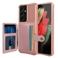 thumbnail image 1 of Galaxy S21 Wallet Case, Shockproof Rubber Card Holder Wallet PU Leather Back Phone Case Kickstand Protective Scratch Hybrid Bumper Shell for Samsung Galaxy S21 6.2 inch 2021, Rosegold, 1 of 7