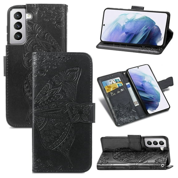 Galaxy S21 fe Case, Galaxy S21 fe Wallet Folio Case Magnetic Closure RFID Blocking Card Slots Kickstand Shockproof Case for Samsung Galaxy S21 fe, Black