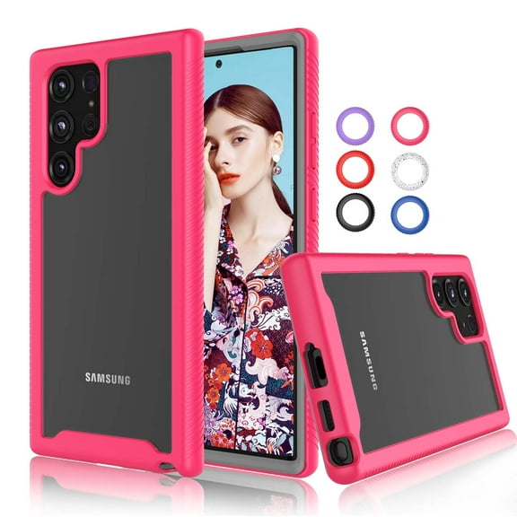 Galaxy S22+ 6.6"(2022) Case Clear, Sturdy Case for 2022 Samsung Galaxy S22+ 6.6", Njjex Full-Body Rugged Transparent Clear Back Bumper Case Cover for Samsung Galaxy S22+ 2022 -Rose Pink