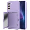 thumbnail image 1 of Galaxy S22 Card Holder Wallet Case,Dteck Shockproof Rubber Hybrid PC with Hidden Mirror Dual Layer Cover Lightweight Protective Back Phone Case for Samsung Galaxy S22 5G,Lightpurple, 1 of 5
