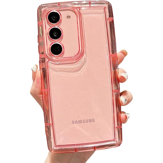 for Galaxy S22 Case 6.1"(Not fit S22+)[10ft Drop Protection] Cute Clear Bright Colors Soap Design with Ultra Thick Edge Protection Soft Puff Phone Case(for Samsung Galaxy S22, Pink)