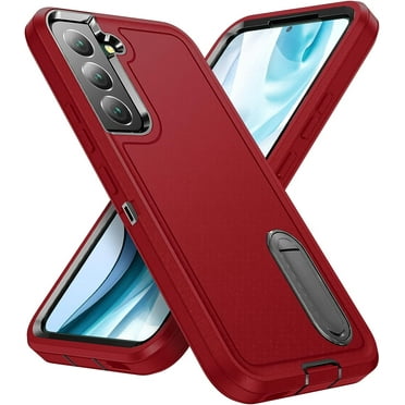 Galaxy S22 Case with Build-in Kickstand, Heavy Duty Protection Shockproof Anti-Scratch Rugged Protective Durable Case Hard Cover for Samsung Galaxcy S22 6.1 Inch,Red
