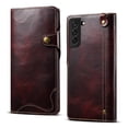 thumbnail image 1 of Galaxy S22 Case,Luxury Leather Retro Magnetic Card Holder Wallet Case Shockproof Rubber Hybrid Kickstand Cover with Strap for Samsung Galaxy S22 5G,Winered, 1 of 5
