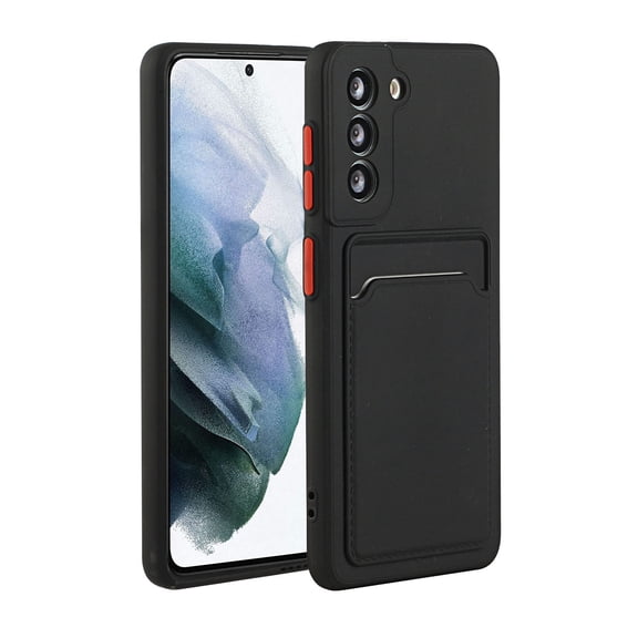 Galaxy S22 Case, Slim Soft Fit Shockproof Protection Case Dropproof Non-Slip Silicone Case with Card Slots Soft TPU Bumper Phone Wallet Case for Samsung Galaxy S22 5G 6.1 inch 2022,Black