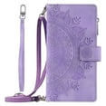 thumbnail image 1 of Galaxy S22 Case Zipper Wallet, Dteck Embossed PU Leather Folio Case with 8 Card Slots Wrist Lanyard Shoulder Strap Stand Cover for Samsung Galaxy S22, Purple, 1 of 6