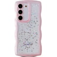 thumbnail image 1 of for Galaxy S22+ Case,for S22 Plus Case,Curly Wavy Anti-Slip Grip Design Transparent Bling Glitter Star Shiny Case Cute Clear Sparkly Bumper Protection Soft Phone Cover Case for Women Girls,Pink, 1 of 6
