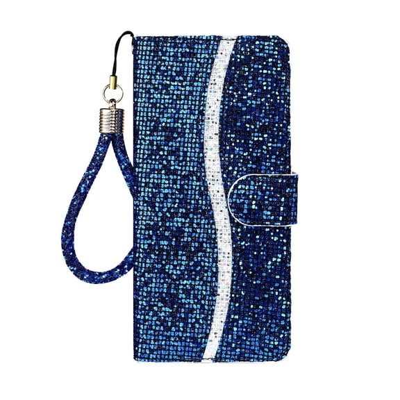 Galaxy S22 Plus 5G Wallet Case, PU Leather Flip Folio Bling Women Case with Card Holders Kickstand Shockproof TPU Inner Shell Phone Cover Samsung Galaxy S22 Plus 6.6 Inch 2022,Blue