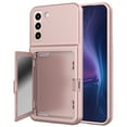 thumbnail image 1 of Galaxy S22 Plus Card Holder Wallet Case,Dteck Shockproof Rubber Hybrid PC with Hidden Mirror Dual Layer Cover Lightweight Protective Back Phone Case for Samsung Galaxy S22+ 5G,Rosegold, 1 of 5