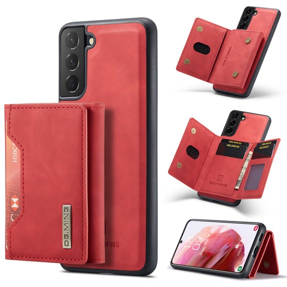 Galaxy S22 Plus Case, Dteck for Samsung Galaxy S22 Plus Cover Wallet Case ID Credit 8 Card Slots Holder Cash Pocket PU Leather Magnetic Closure Clasp Flip Removable Case, Red