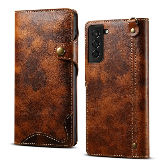Galaxy S22 Plus Case,Luxury Leather Retro Magnetic Card Holder Wallet Case Shockproof Rubber Hybrid Kickstand Cover with Strap for Samsung Galaxy S22+ 5G,Lightbrown