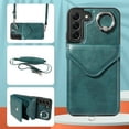 thumbnail image 1 of Galaxy S22 Plus Case with Ring Holder Stand, Allytech Classic PU Leather Back Cover with Cards Holder Shockproof Detachable Shoulder Strap Wallet Case for Samsung Galaxy S22 Plus - Green, 1 of 14